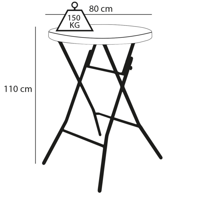 Mange-debout pliant table haute pliante diamètre 80cm